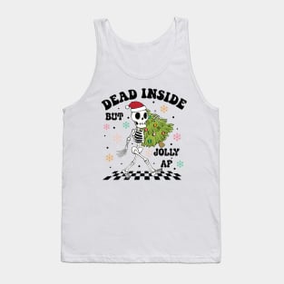 "Dead Inside but Jolly AF" Christmas Skeleton Tank Top